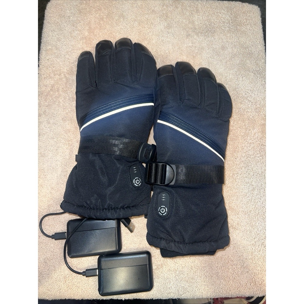 Heated Gloves Unisex w/Rechargeable Battery Waterproof Black Size Large Tested